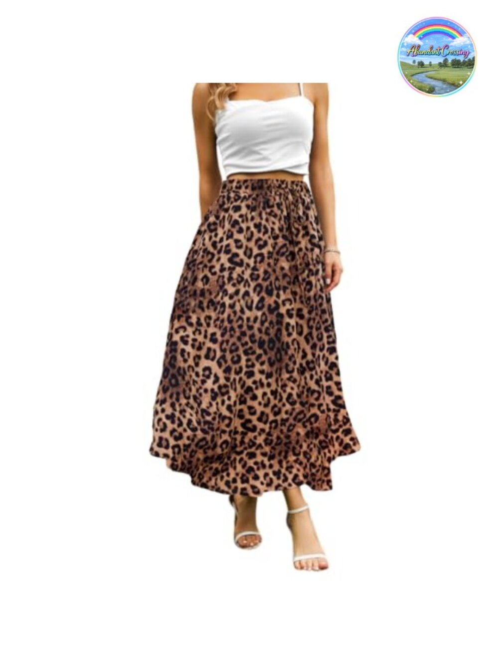 Women's Maxi Skirt with Pockets Elastic Waist Long Midi Length Floral Polyester